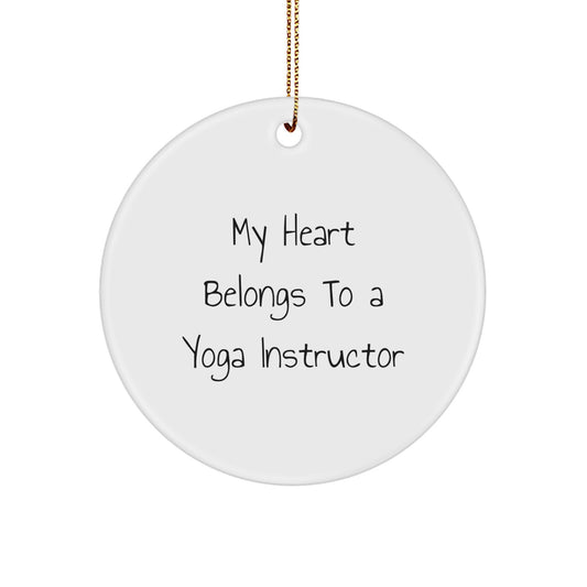 Yoga Instructor Gifts from Friends and Family - 'My Heart Belongs To A Yoga Instructor' Christmas Circle Ornament - Image 1