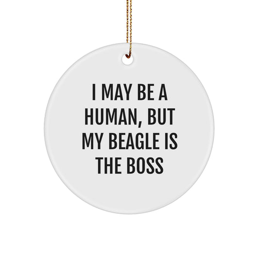 Beagle Dog Lover Gifts from Men to Family - Funny Christmas Circle Ornament - Image 1