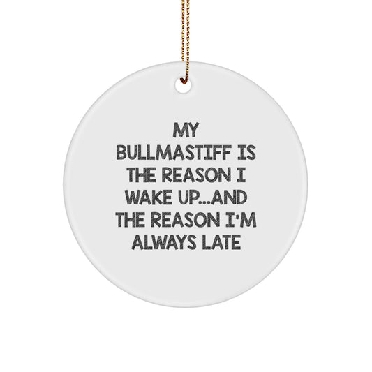 Bullmastiff Dog Lover's Funny Quote Circle Ornament, Gifts from Men to Family, Perfect for Christmas Unique Gifts - Image 1