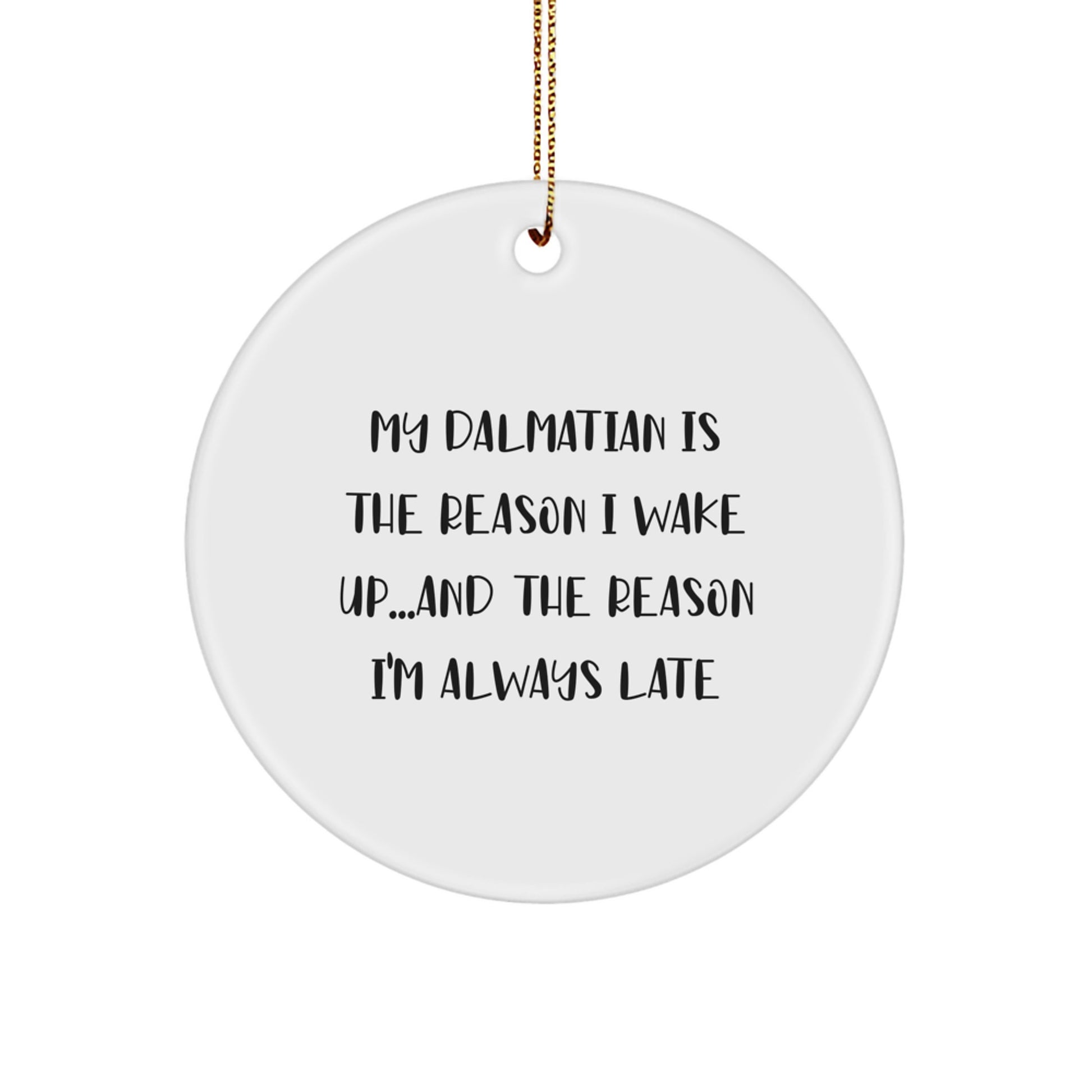 Funny Dalmatian Dog Gifts - 'My Dalmatian Is The Reason...' Circle Ornament for Christmas - Image 1