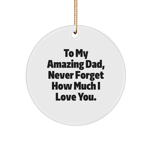 Unique Dad Gifts for Him, 'To My Amazing Dad, Never Forget How Much I Love You.' Circle Ornament, Gifts from Family for Dad, Christmas - Image 1