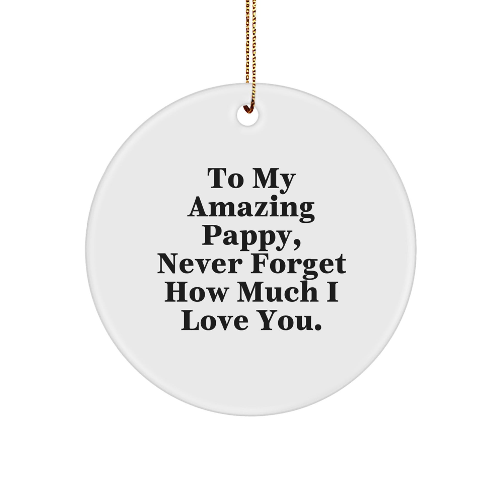 To My Amazing Pappy, Funny Circle Ornament Gifts from Family for Men, Never Forget How Much I Love You. - Image 1