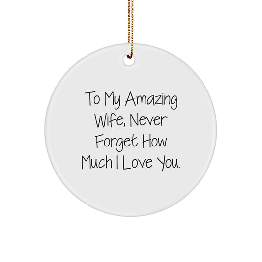 Wife Gifts from Men - To My Amazing Wife, Never Forget How Much I Love You. - Circle Ornament for Christmas - Inspirational Quote - Image 1