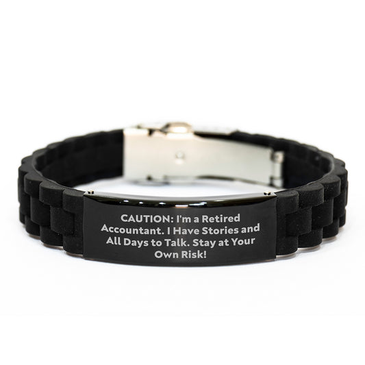 Accountant Gifts from Friends, Funny Inspirational Quote, Glide lock Clasp Black Stainless Steel Adjustable Silicone Graduation Unique Gifts for Accountant Men, Women - Image 1