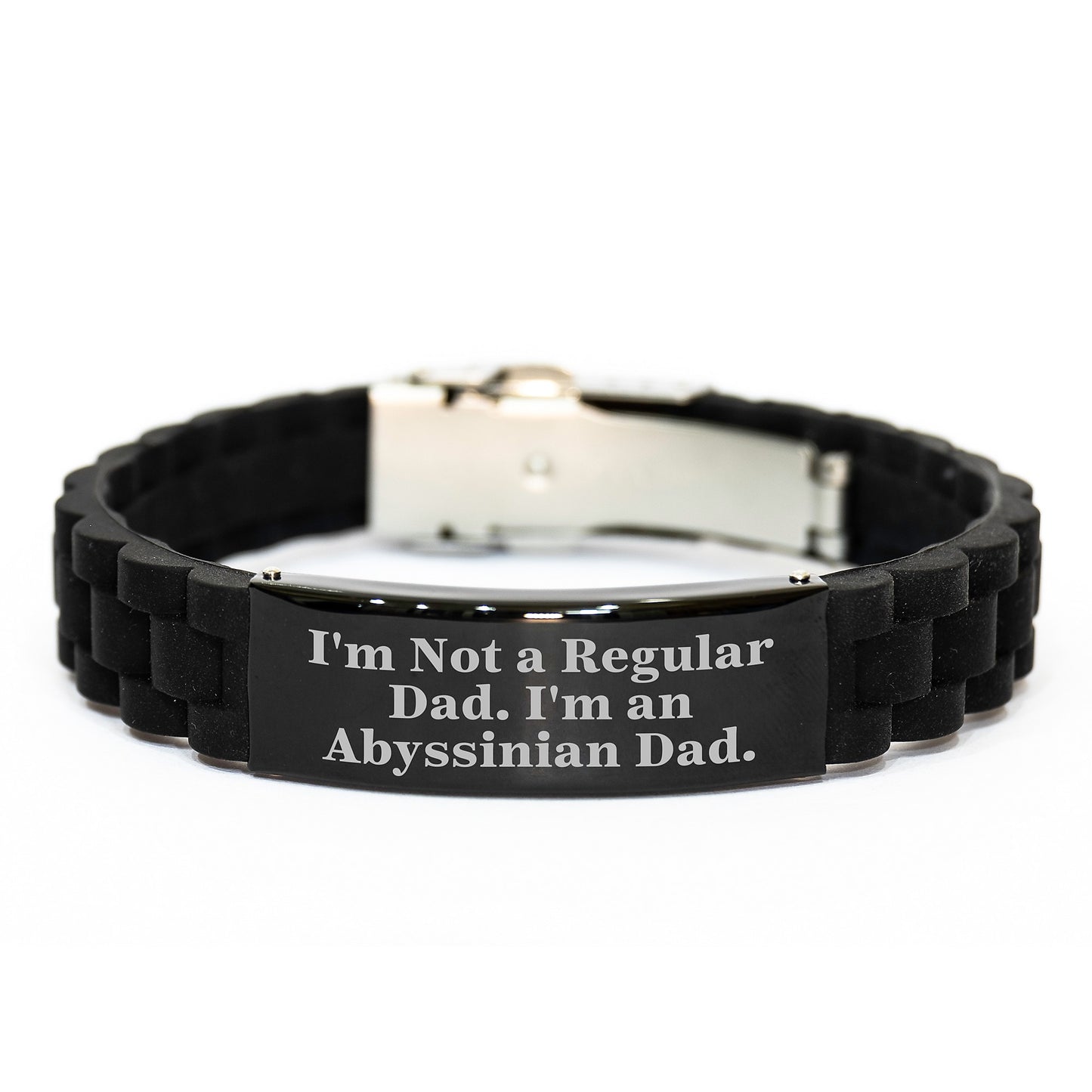 Abyssinian Cat Dad Funny Gifts, Graduation Unique Gifts from Men to Abyssinian Cat Lovers - Glide lock Clasp Bracelet - Image 1