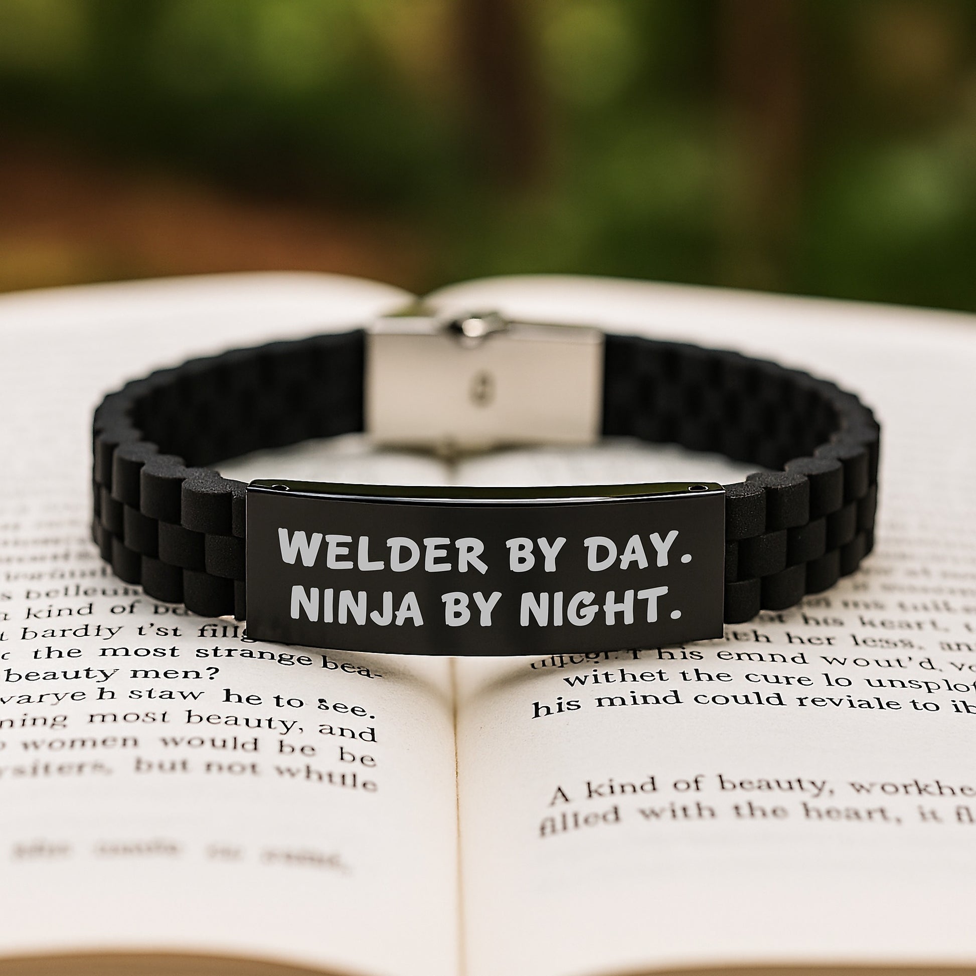 Welder Gifts - Birthday Unique Gifts from Friends to Welder By Day. Ninja By Night. - Glide lock Clasp Bracelet - Image 2
