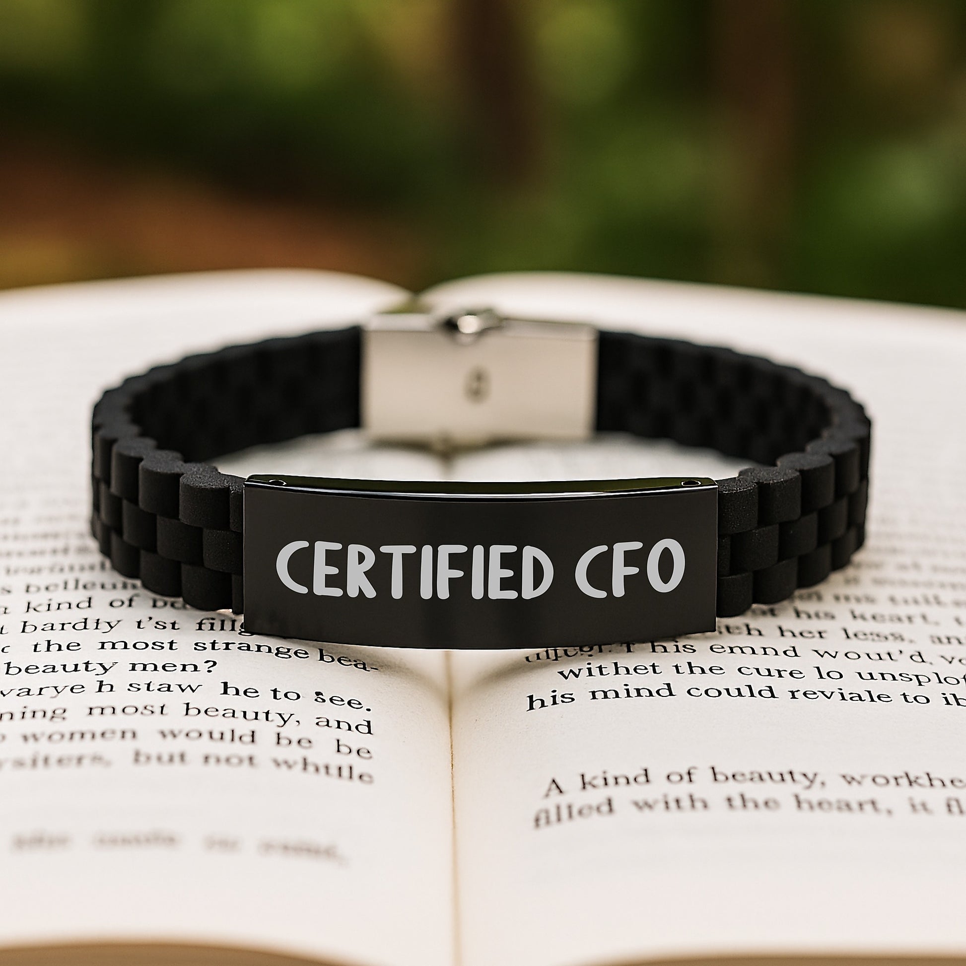 CFO Gifts for Men - Inspirational Certified CFO Quote, Glide lock Clasp Black Stainless Steel Silicone Adjustable Bracelet, Graduation Unique Gifts from Friends, Family or Coworkers - Image 2