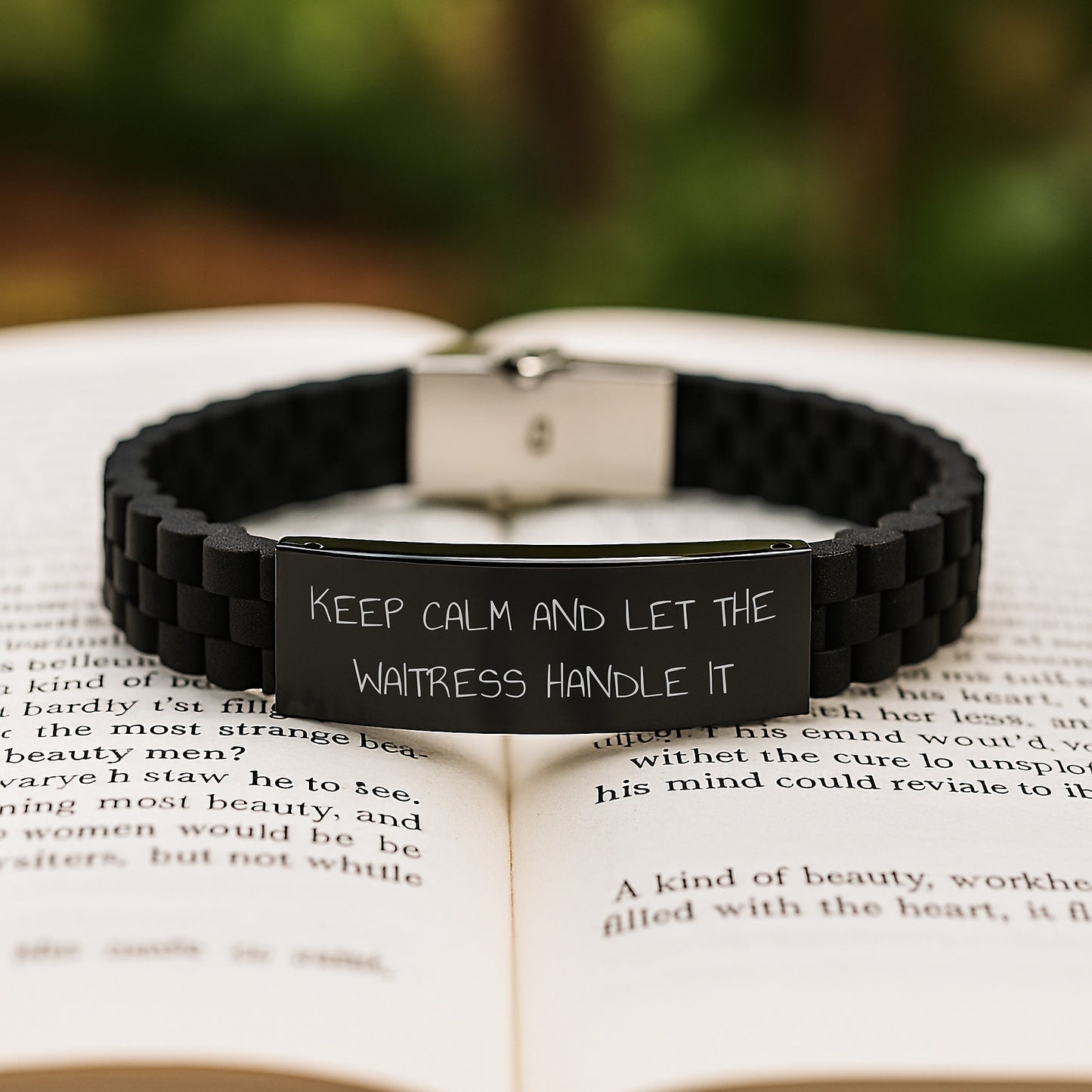 Waitress Gifts from Friends - Keep Calm And Let The Waitress Handle It, Glide lock Clasp Bracelet for Graduation - Image 2