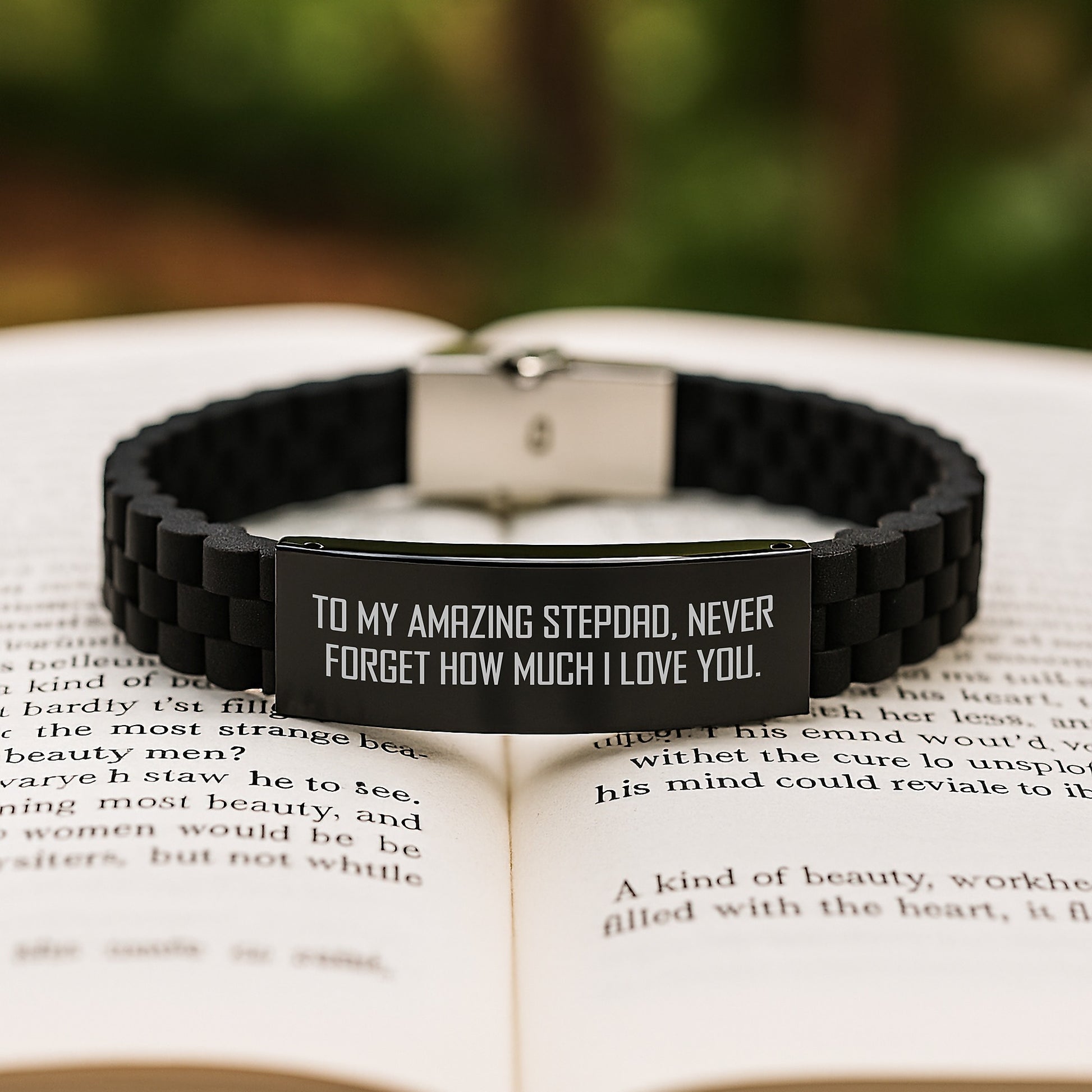 To My Amazing Stepdad, Heartfelt Inspirational Glide lock Clasp Black Stainless Steel Graduation Gift, Gifts from Men to Stepdad - Image 2