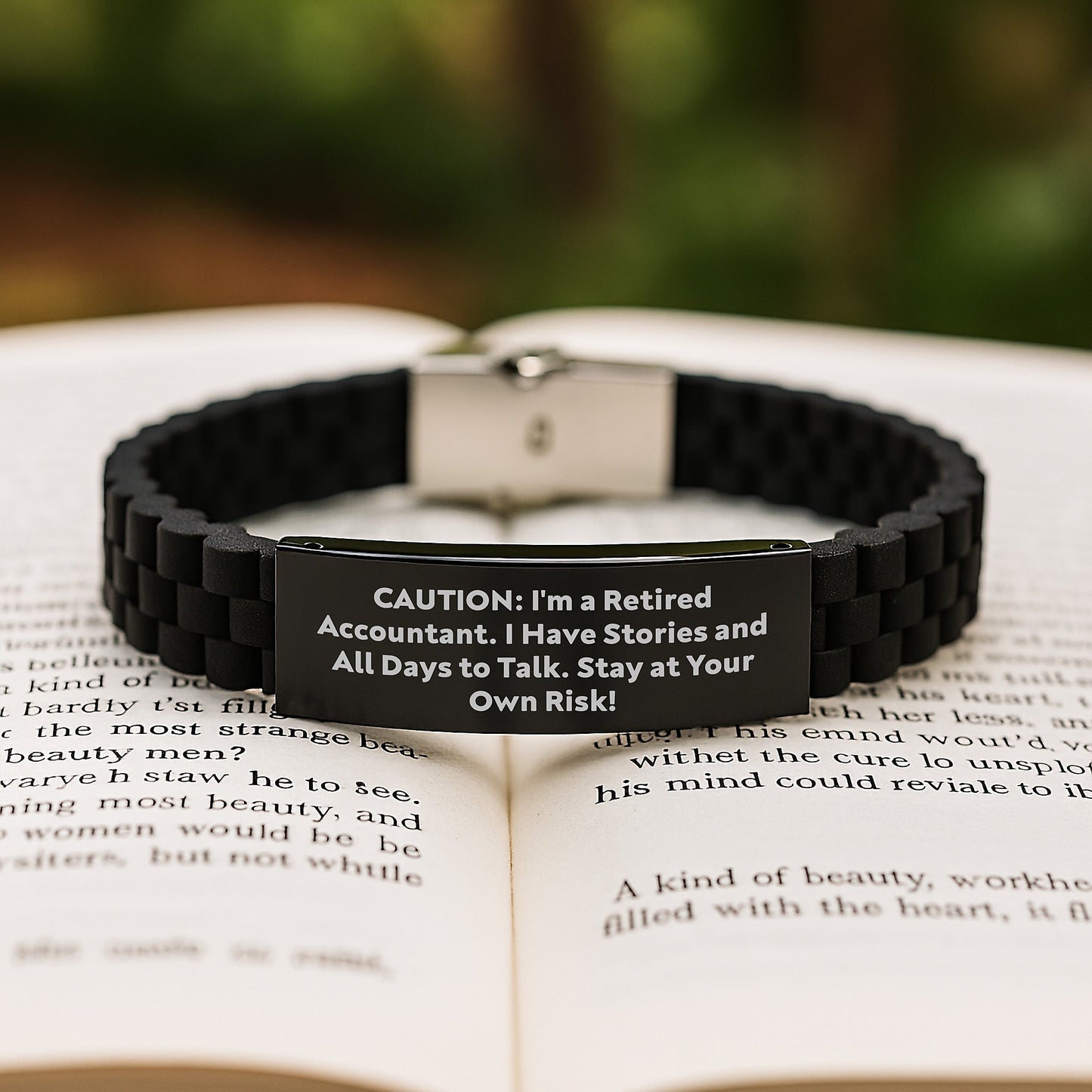 Accountant Gifts from Friends, Funny Inspirational Quote, Glide lock Clasp Black Stainless Steel Adjustable Silicone Graduation Unique Gifts for Accountant Men, Women - Image 2