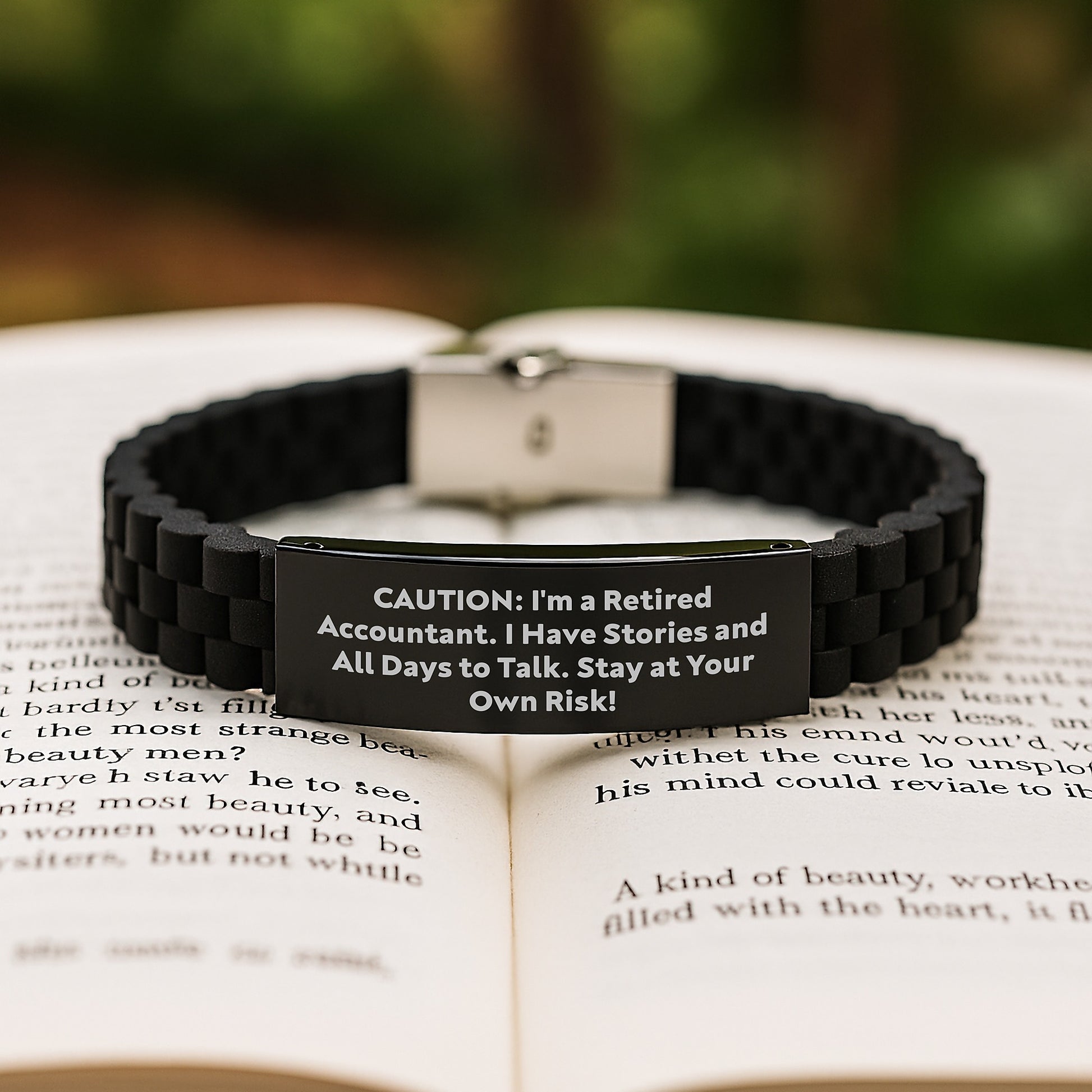 Accountant Gifts from Friends, Funny Inspirational Quote, Glide lock Clasp Black Stainless Steel Adjustable Silicone Graduation Unique Gifts for Accountant Men, Women - Image 2