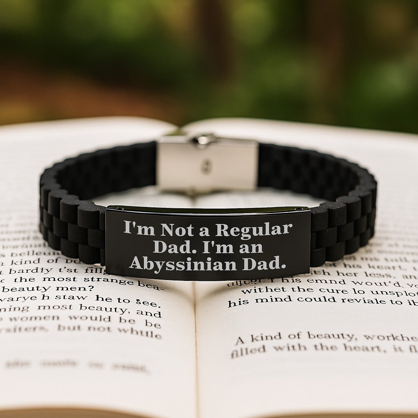 Abyssinian Cat Dad Funny Gifts, Graduation Unique Gifts from Men to Abyssinian Cat Lovers - Glide lock Clasp Bracelet - Image 2