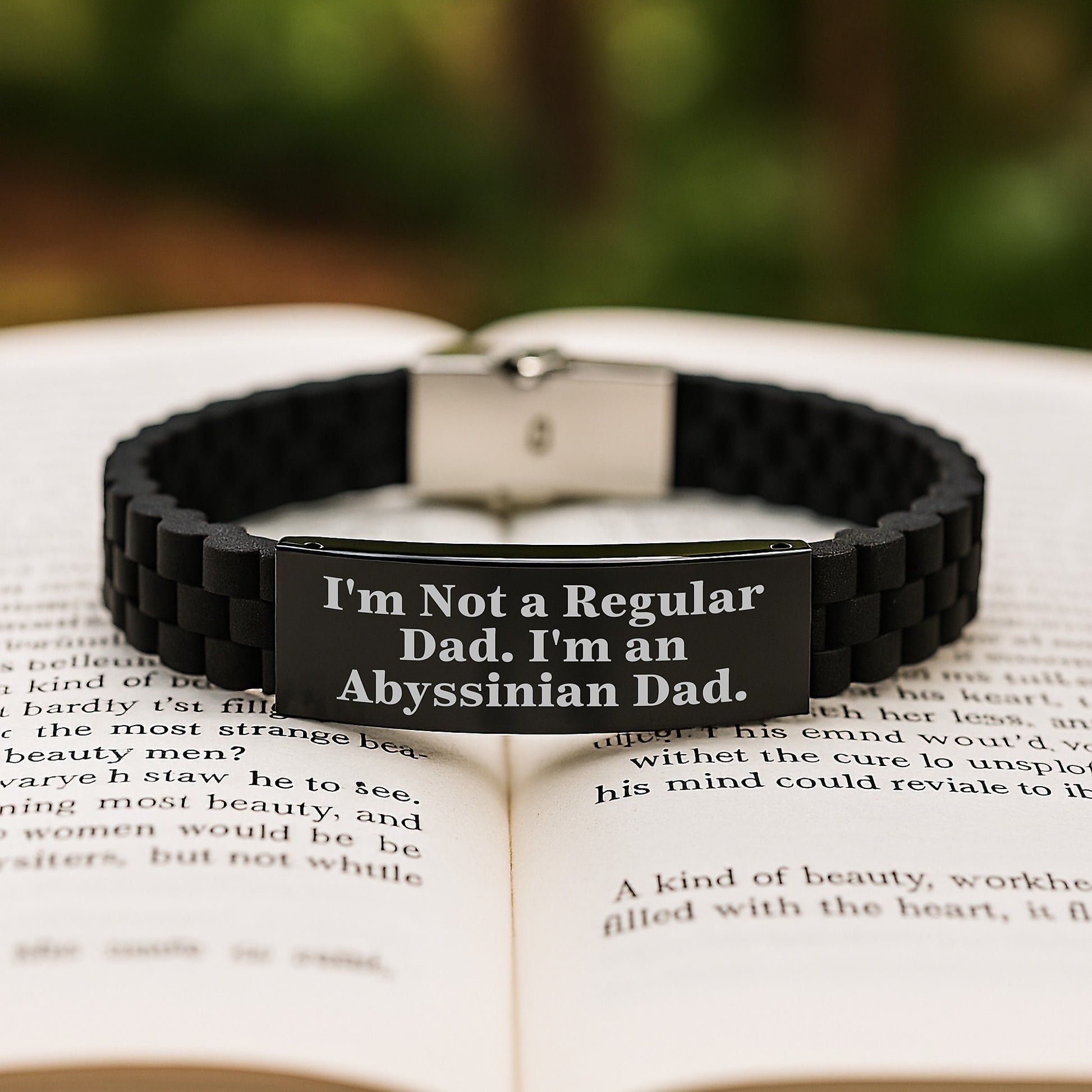 Abyssinian Cat Dad Funny Gifts, Graduation Unique Gifts from Men to Abyssinian Cat Lovers - Glide lock Clasp Bracelet - Image 2