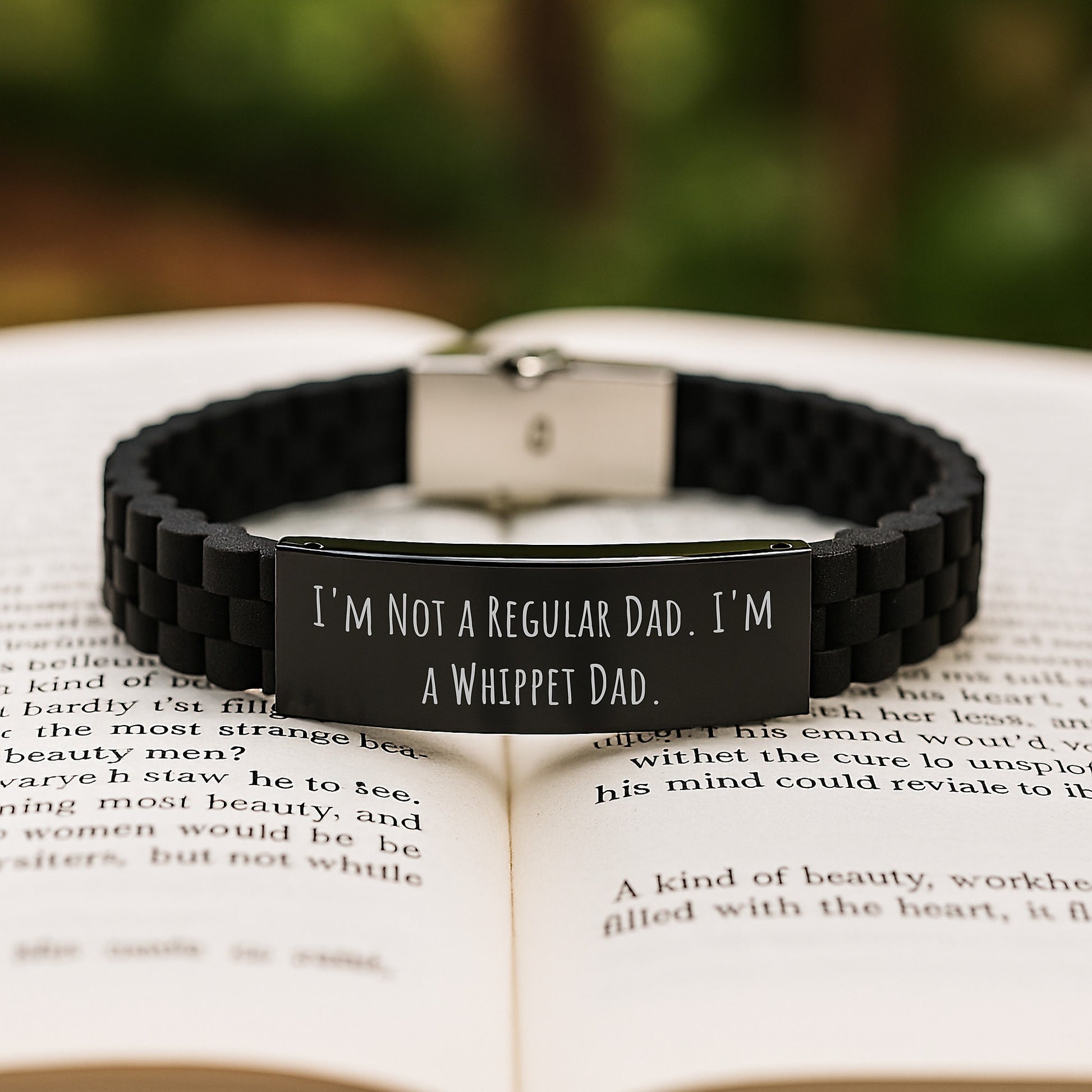 Whippet Dad Gifts, Funny Quote, Black Glide lock Clasp Birthday Presents for Whippet Dog Fathers - Image 2
