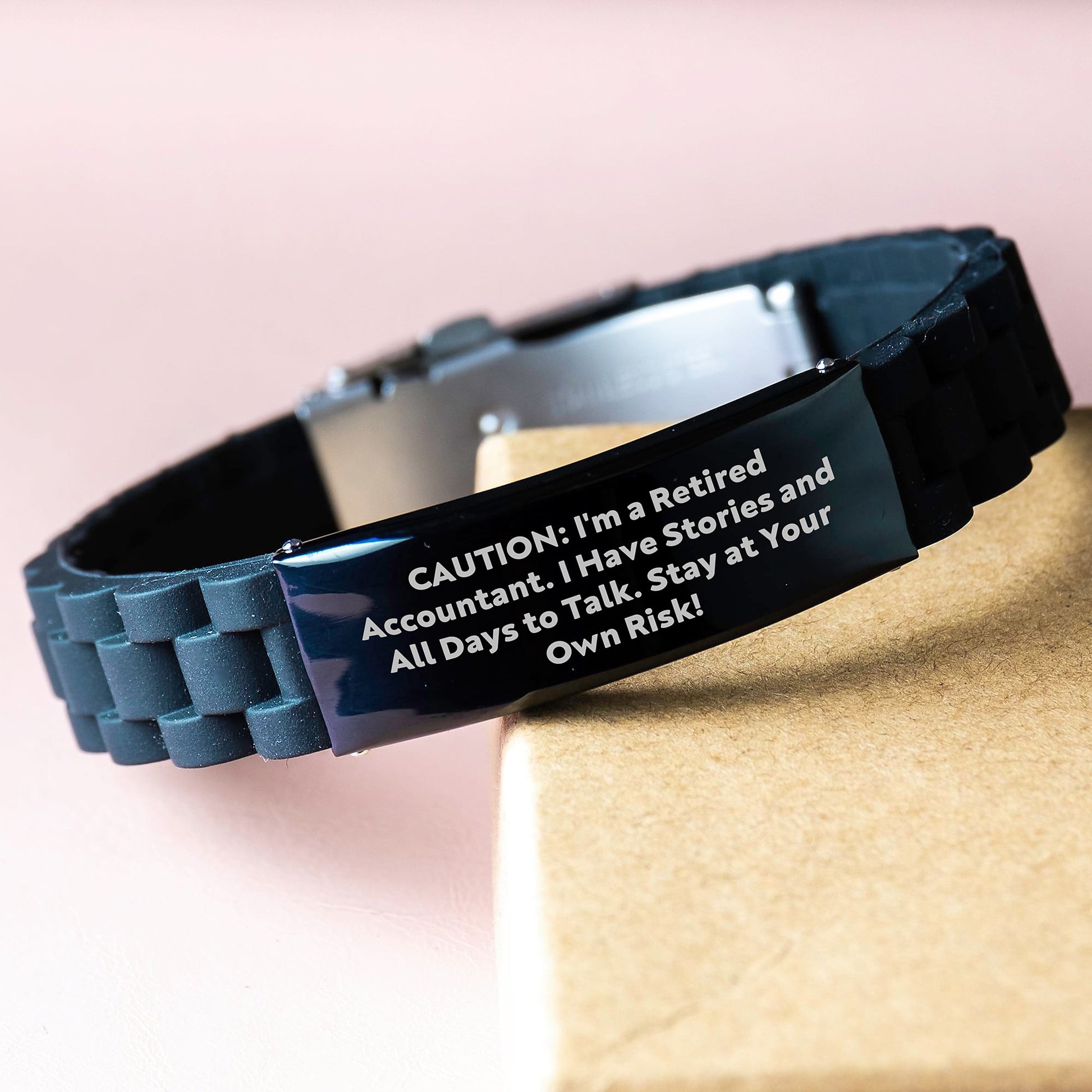 Accountant Gifts from Friends, Funny Inspirational Quote, Glide lock Clasp Black Stainless Steel Adjustable Silicone Graduation Unique Gifts for Accountant Men, Women - Image 3