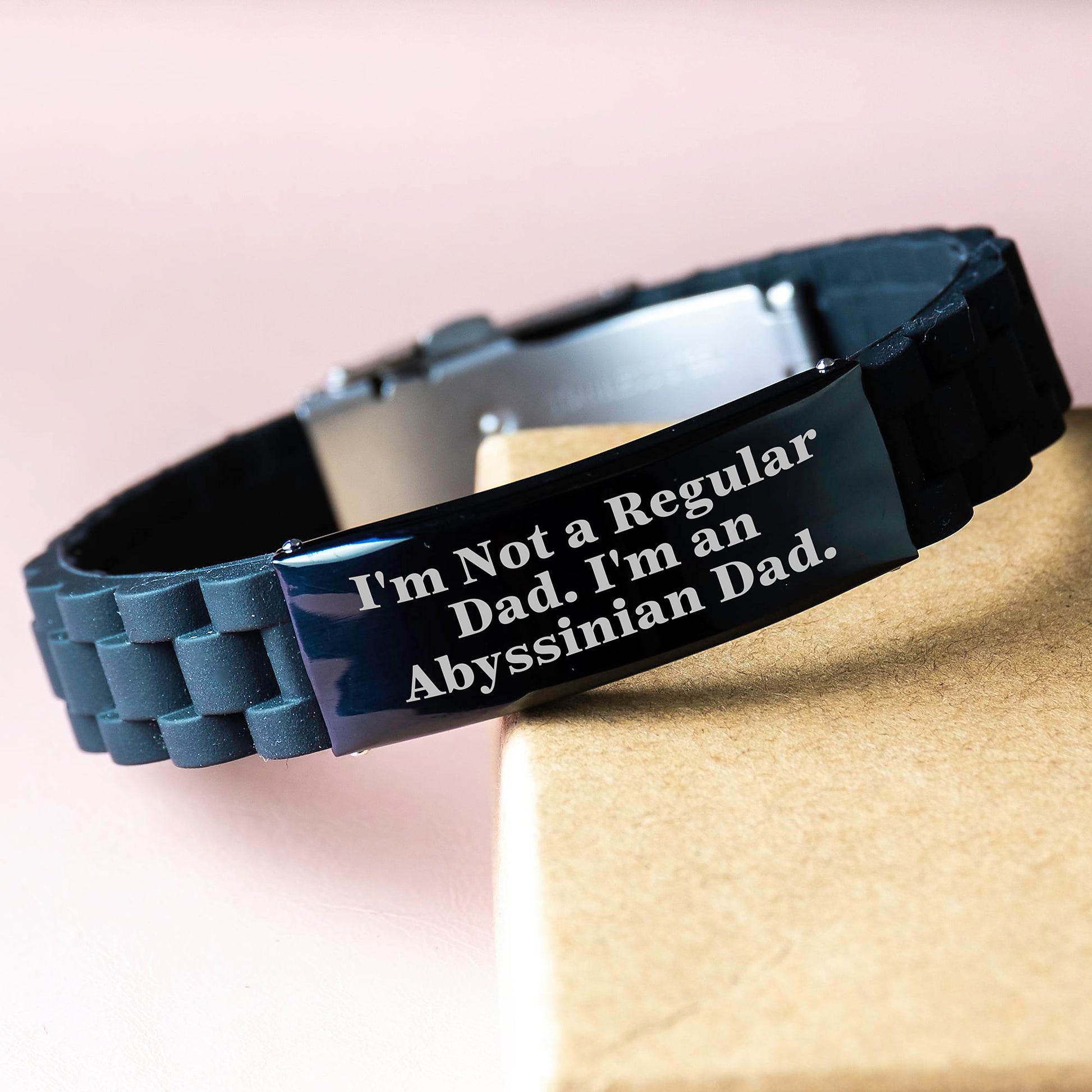 Abyssinian Cat Dad Funny Gifts, Graduation Unique Gifts from Men to Abyssinian Cat Lovers - Glide lock Clasp Bracelet - Image 3