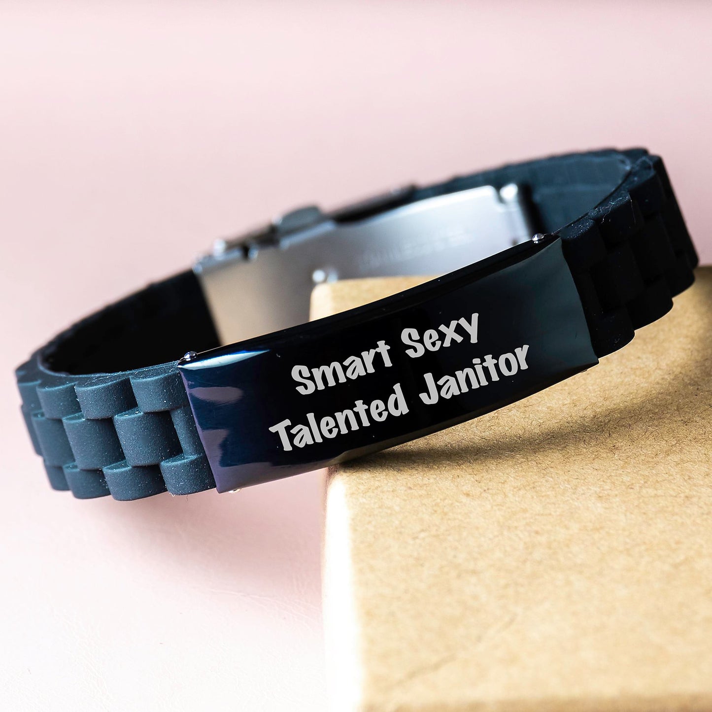 Smart Sexy Talented Janitor Gift Ideas, Funny Graduation Unique Gifts from Men, Women, Friends, Coworkers, Family to Janitors, Men, Women, Friends, Coworkers, Family - Glide lock Clasp Bracelet - Image 3