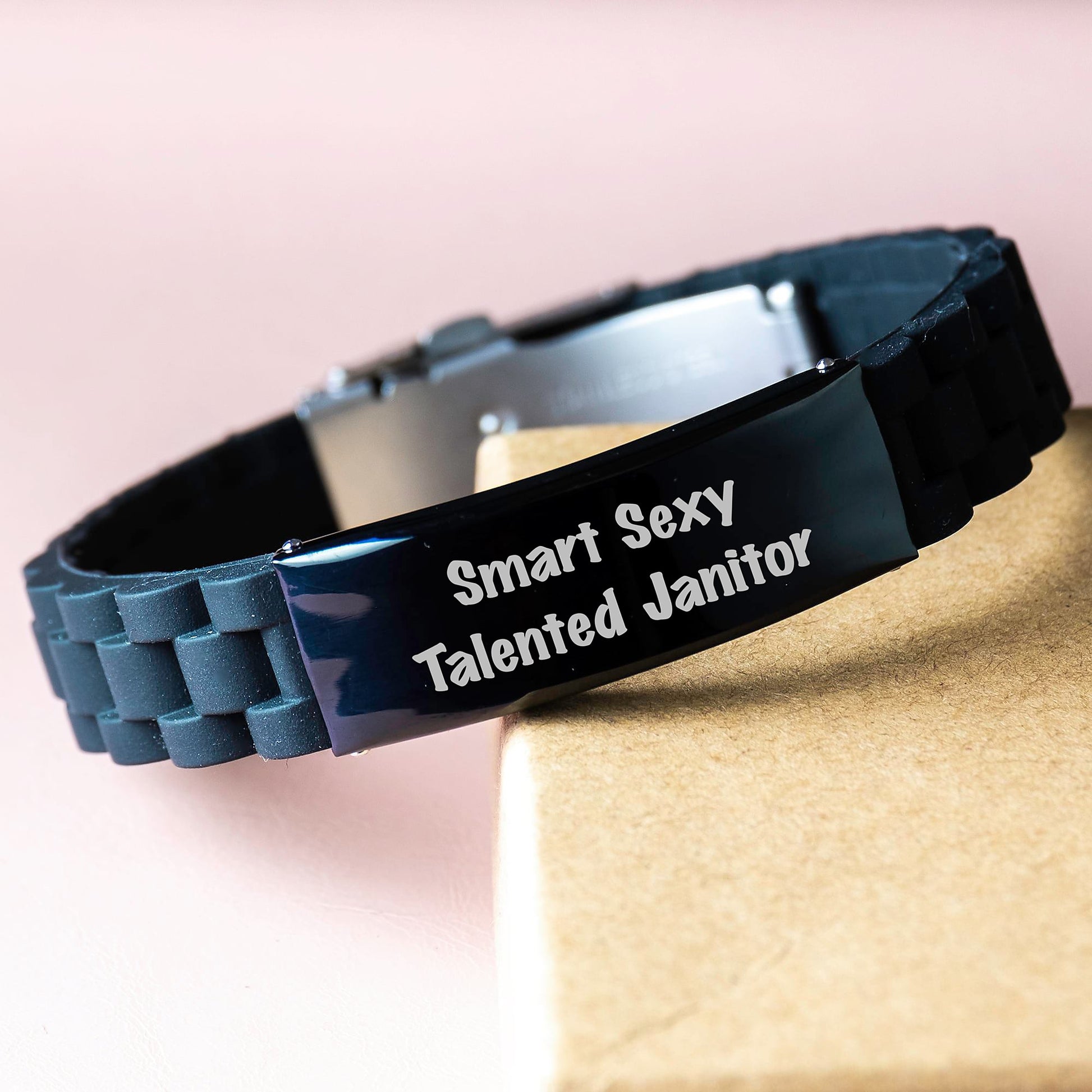 Smart Sexy Talented Janitor Gift Ideas, Funny Graduation Unique Gifts from Men, Women, Friends, Coworkers, Family to Janitors, Men, Women, Friends, Coworkers, Family - Glide lock Clasp Bracelet - Image 3