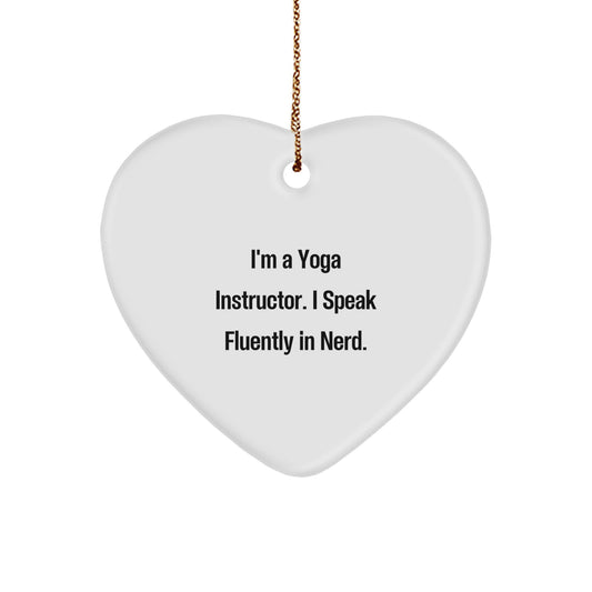Yoga Instructor Gifts from Friends - 'I'm A Yoga Instructor. I Speak Fluently In genius.' Heart Ornament, Christmas Unique Gifts for Men, Women, Coworkers, Family - Image 1