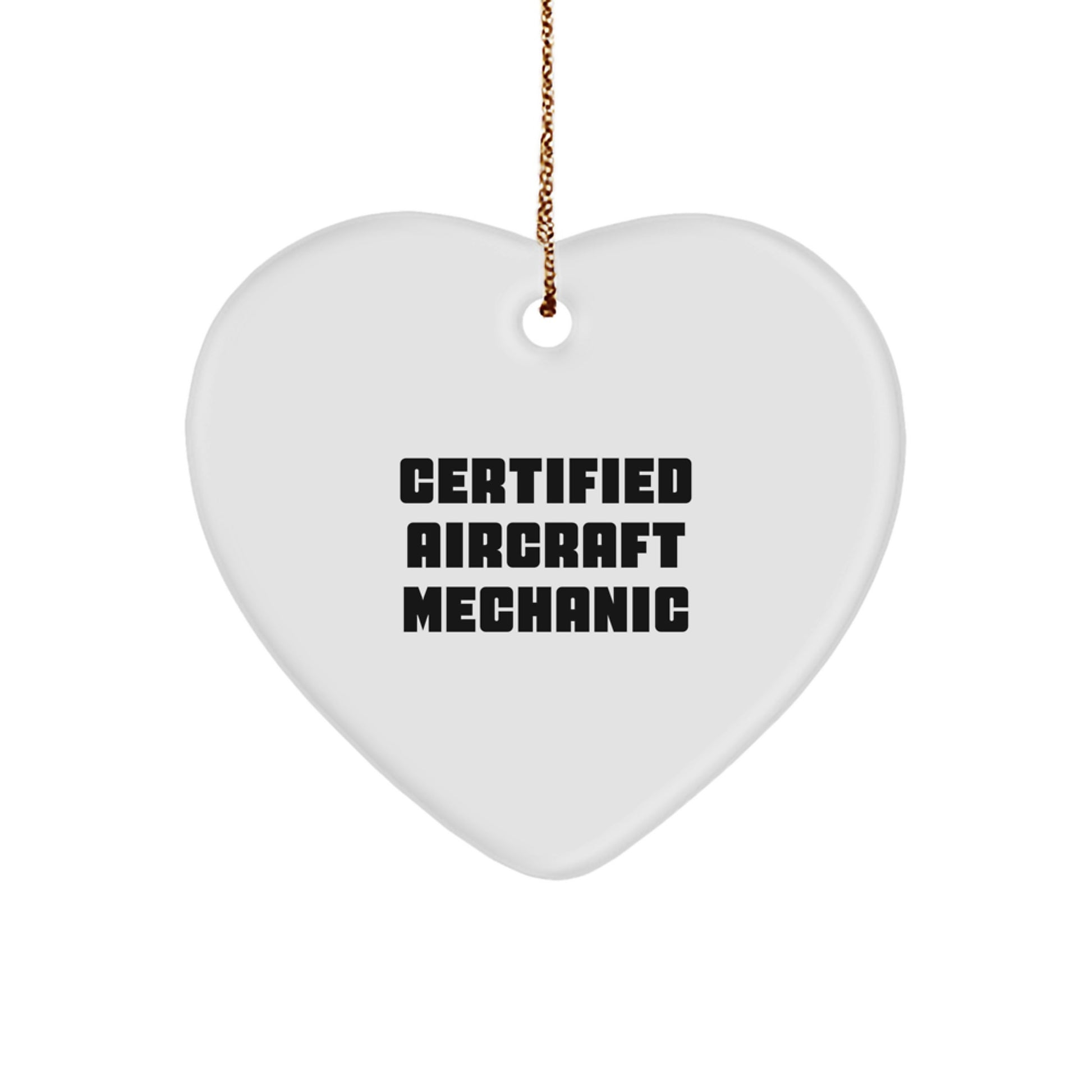 Certified Aircraft Mechanic Heart Ornament, 'Wishing You a Safe Flight' for Christmas Unique Gifts from Friends and Family to Aircraft Mechanic Men - Image 1