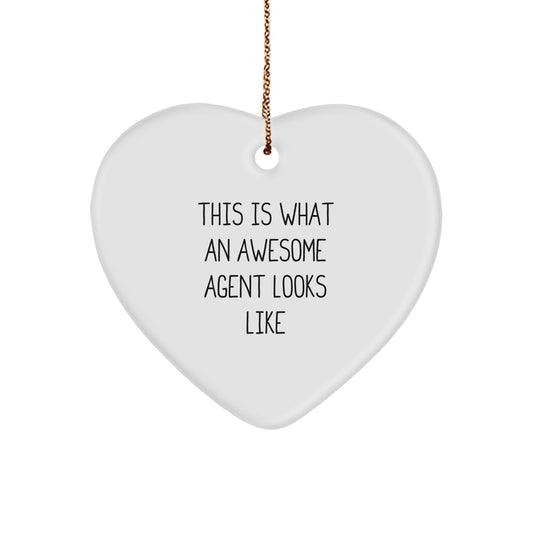 This Is What An Awesome Agent Looks Like Heart Ornament, Agent Gifts for Men, Funny Christmas Ornament, Heart Shaped, Gifts from Men, Gifts for Agents - Image 1