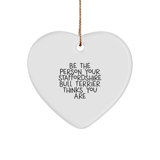 Staffordshire Bull Terrier Dog Gifts, Funny Quote Ornaments, Heart-Shaped MDF with Gold Cord, Gifts from Family for Christmas, Heart Ornament for Staffordshire Bull Terrier Dog Lovers - Image 1