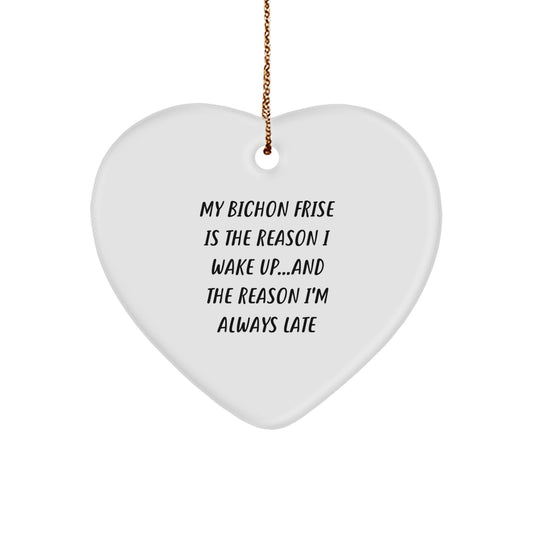 Bichon Frise Dog Lovers' Funny Heart Ornament Gifts from Friends, Family, or Coworkers - Image 1
