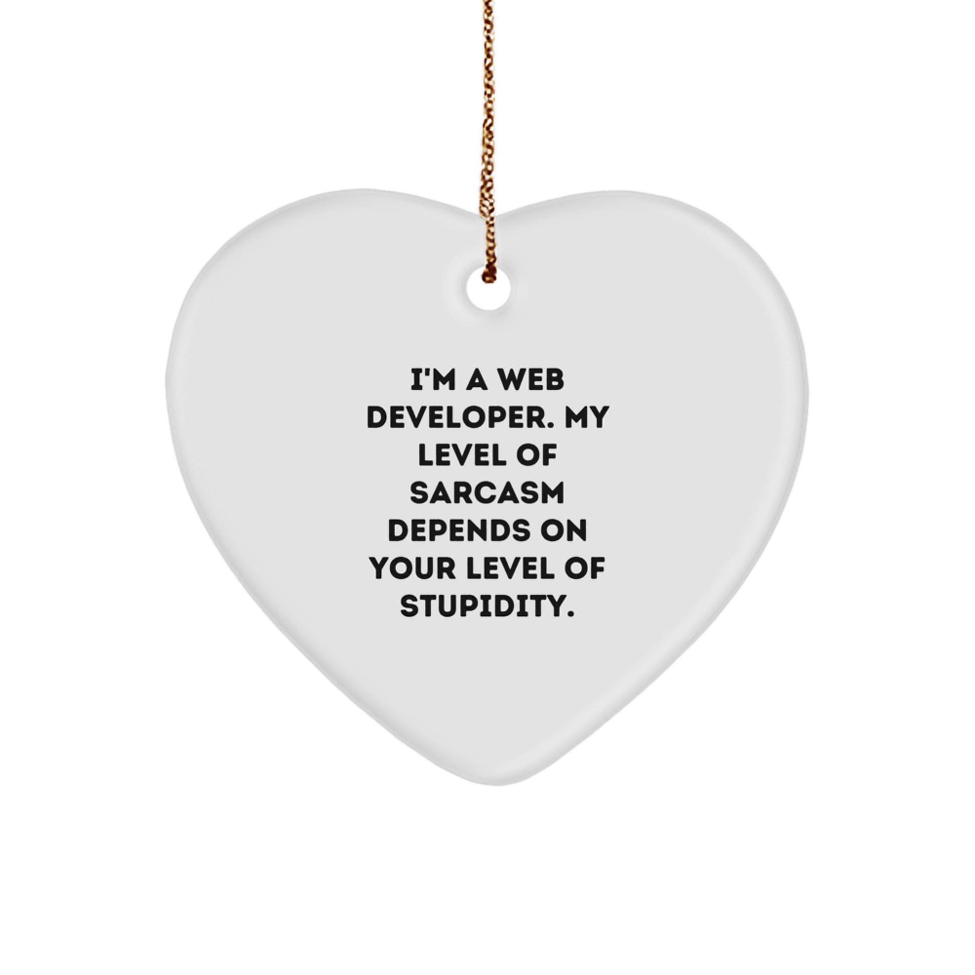 Web Developer Gifts, Funny Heart Ornament, 'I'm A Web Developer. My Level Of Sarcasm Depends On Your Level Of Stupidity.' Christmas Unique Gift for Friends, Family, or Coworkers - Image 1