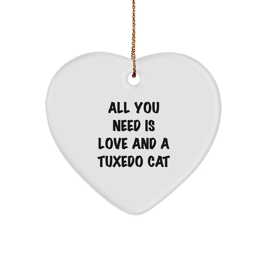 Tuxedo Cat Love Gifts for Family, Friends, or Coworkers - Funny Heart Ornament for Christmas Decorations - Image 1