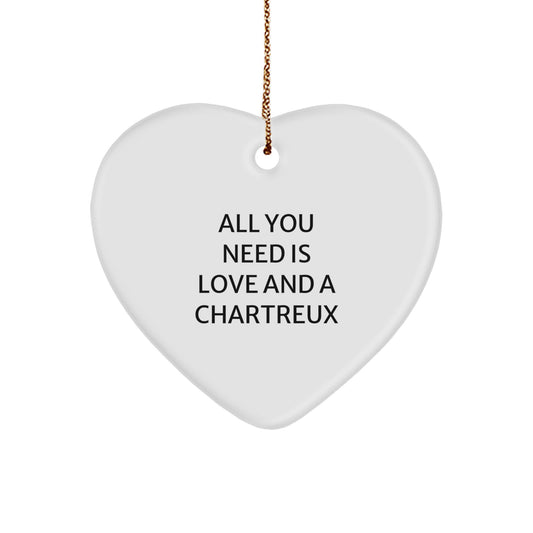 Chartreux Cat Lovers' Christmas Unique Gift, Heart Ornament - 'All You Need Is Love And A Chartreux' Quote, Gifts for Men, Women, Family, Friends - Image 1