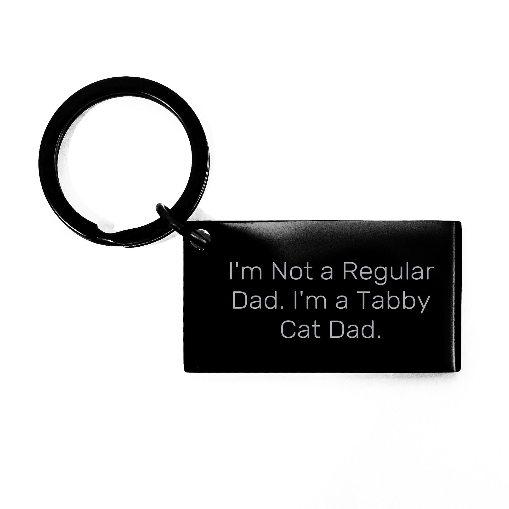 Tabby Cat Dad Keychain, Funny Quote, Black Stainless Steel, Graduation Gifts for Men, Women, Friends, Family from Tabby Cat Enthusiasts - Image 1