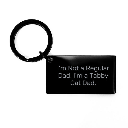 Tabby Cat Dad Keychain, Funny Quote, Black Stainless Steel, Graduation Gifts for Men, Women, Friends, Family from Tabby Cat Enthusiasts - Image 1