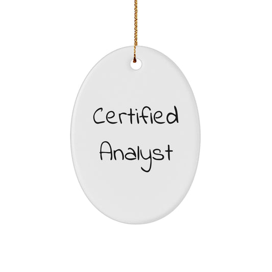Christmas Unique Gifts from Loved Ones for Certified Analysts, Oval Ornament 'May the Data Be With You' - White, Durable MDF, High-Gloss Finish - Image 1