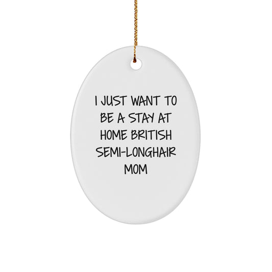 British Semi-Longhair Cat Mom Oval Ornament Gifts from Friends, Christmas Unique Presents for Her - Image 1