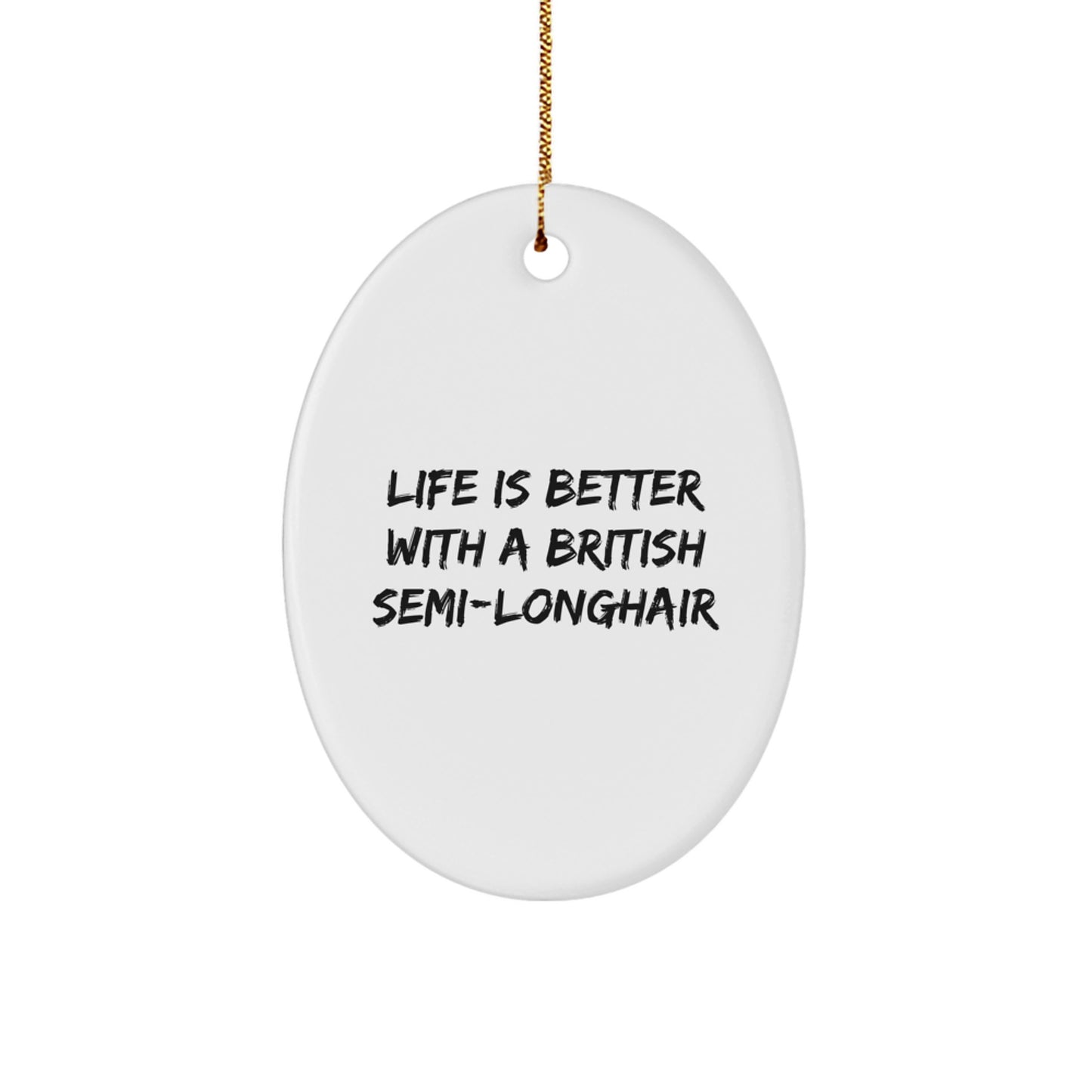 British Semi-Longhair Cat Oval Ornament Gifts from Family, Perfect for Christmas - Image 1