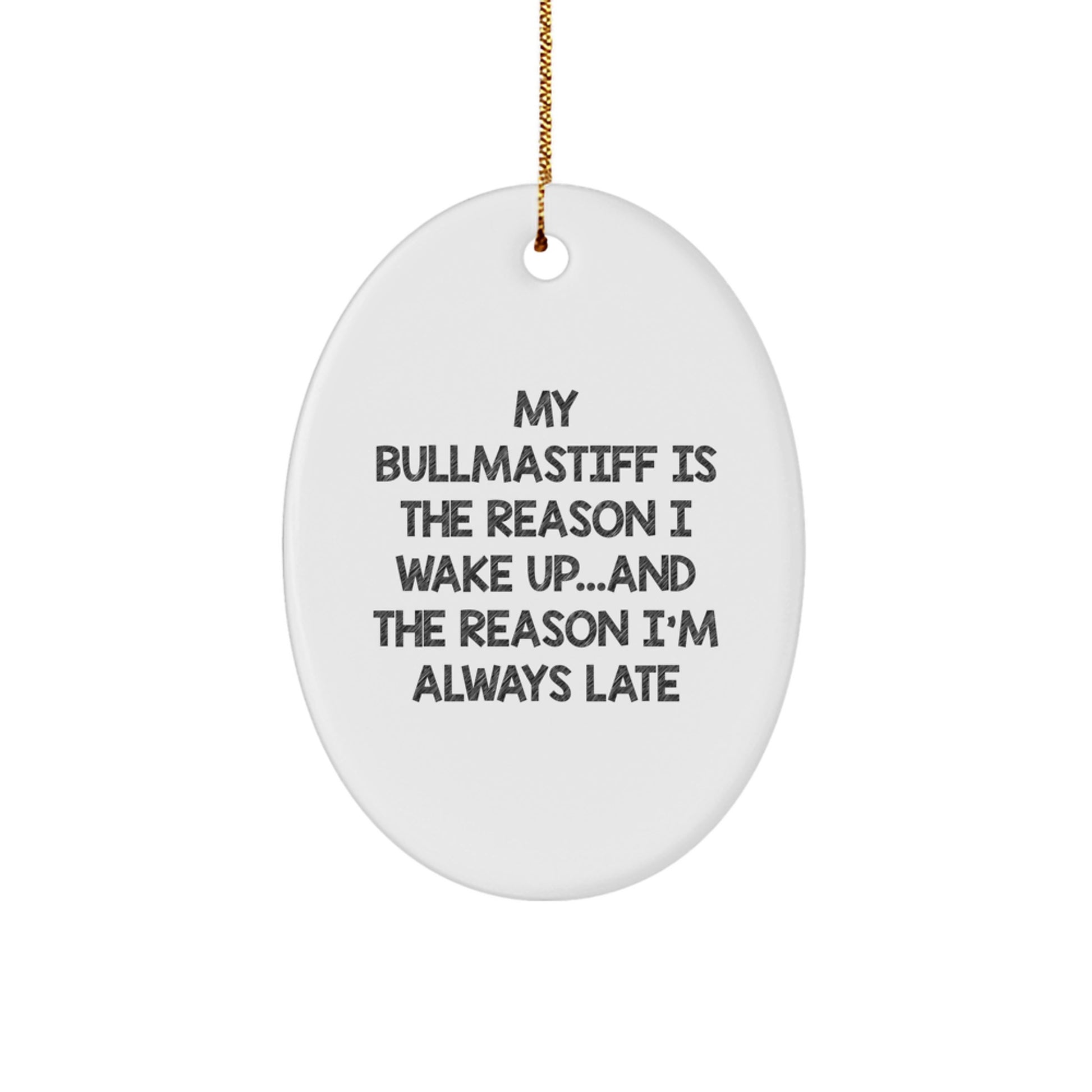 Bullmastiff Dog Lovers' Funny Gift from Friends for Christmas - Oval Ornament - Image 1
