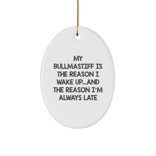 Bullmastiff Dog Lovers' Funny Gift from Friends for Christmas - Oval Ornament - Image 1