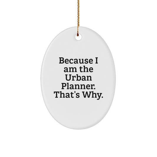 Unique Urban Planner Oval Ornament Gifts from Men to Friends - Because I Am The Urban Planner That's Why, Oval Shaped Home Decor - Image 1