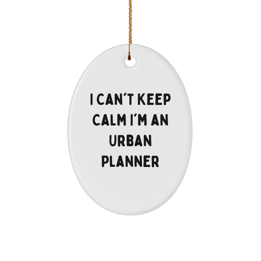 Urban Planner Gifts from Friends, I Can't Keep Calm I'm An Urban Planner Oval Ornament, Christmas Unique Gifts for Urban Planner - Image 1