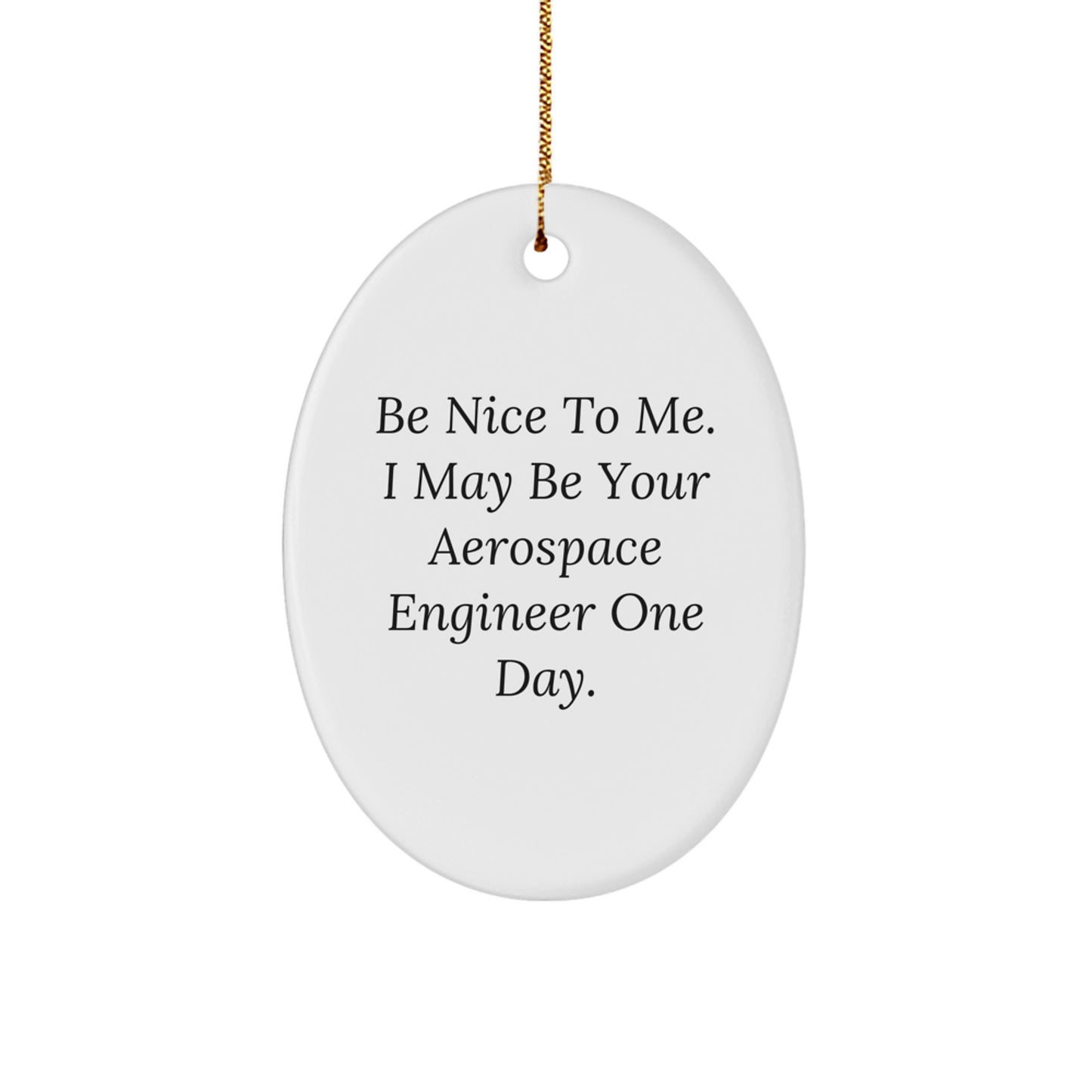 Aerospace Engineer Gifts, Be Nice To Me. I May Be Your Future - Oval Ornament for Christmas - Image 1
