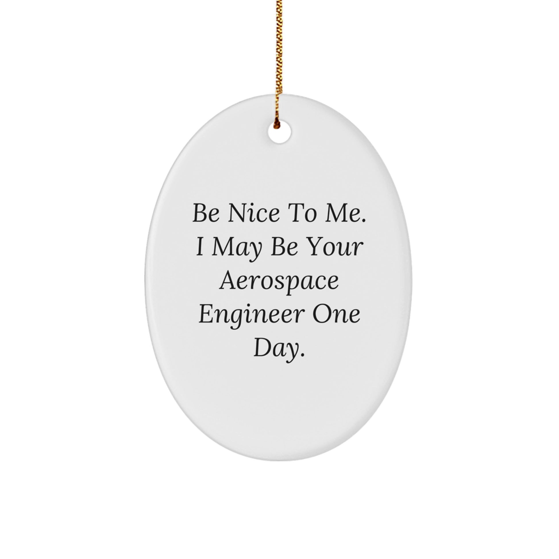 Aerospace Engineer Gifts, Be Nice To Me. I May Be Your Future - Oval Ornament for Christmas - Image 1