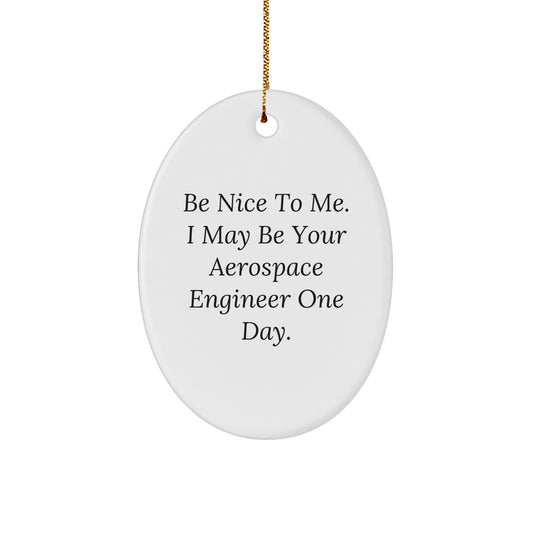 Aerospace Engineer Gifts, Be Nice To Me. I May Be Your Future - Oval Ornament for Christmas - Image 1