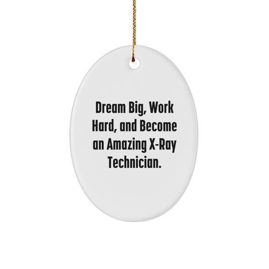 X-Ray Technician Gifts from Friends, 'Dream Big, Work Hard, And Become An Amazing X-ray Technician.' Oval Ornament for Christmas - Image 1
