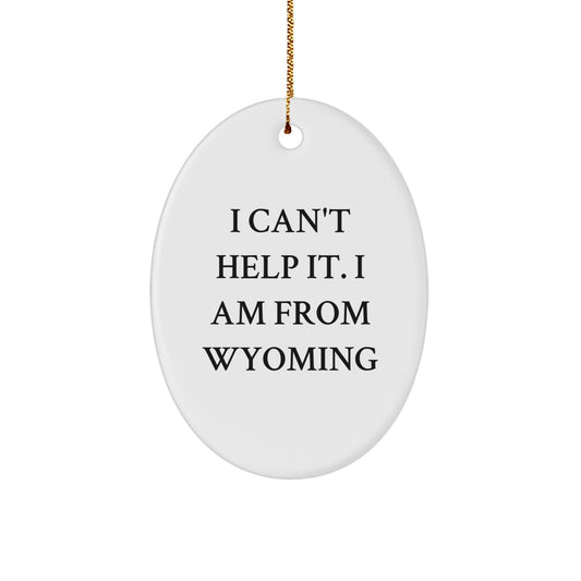 Wyoming Oval Ornament I Can't Help It. I Am From Wyoming Funny Quote Christmas Unique Gifts from Friends to Wyoming Residents - Image 1
