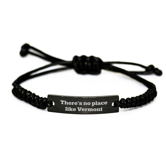 Vermont Rope Bracelet, 'There's No Place Like Vermont' Quote, Adjustable Gift for Men, Women, Friends, Family, and Coworkers Birthday Unique Presents - Image 1