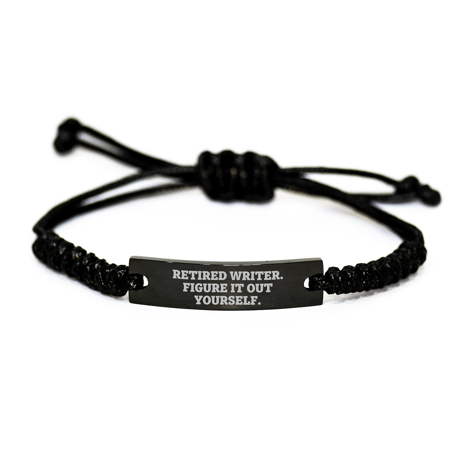 Writer's Humor Rope Bracelet, Funny Quote Gifts from Friends for Writer's Birthday, Adjustable Black Rope Jewelry - Image 1