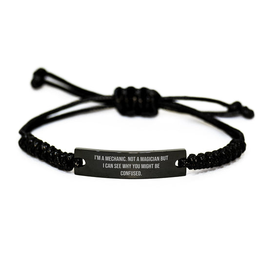 'Mechanic Magic' Graduation Unique Gifts from Friends to Mechanic, I'm A Mechanic. Not A Magician But I Can See Why You Might Be Confused. Adjustable Rope Bracelet for Men - Image 1