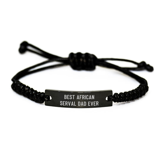 African Serval Cat Rope Bracelet, Best Dad Ever Quote, Graduation Unique Gifts for Men from Family, Rope Jewelry - Image 1