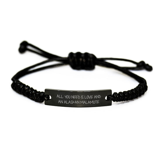 Alaskan Malamute Dog Lovers Gifts from Men to Friends - Inspirational Rope Bracelet for Graduation, 'All You Need Is Love And An Alaskan Malamute' - Image 1