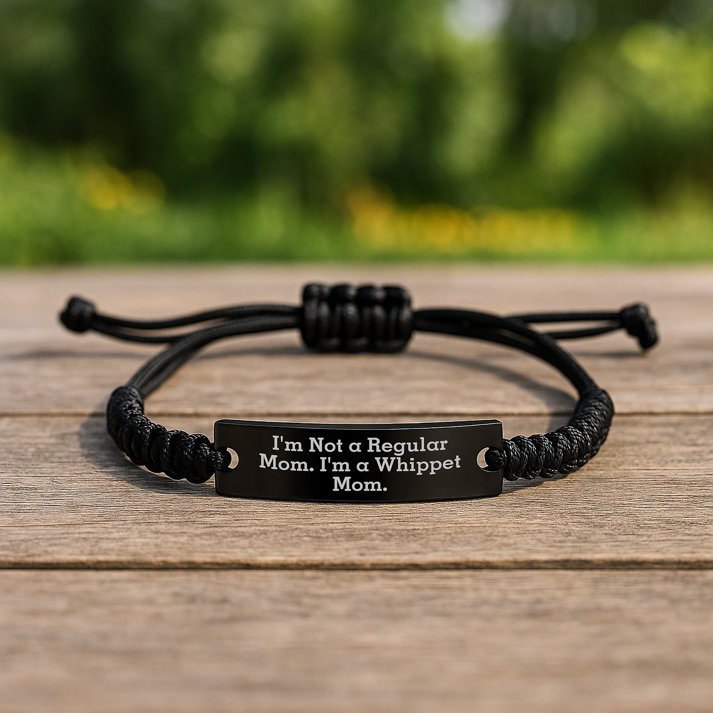 Whippet Dog Mom Rope Birthday Unique Gift for Her, Funny Quote 'I'm Not A Regular Mom. I'm A Whippet Mom.' Adjustable Black Rope Bracelet, Gifts from Mom to Whippet Dog Lovers - Image 2